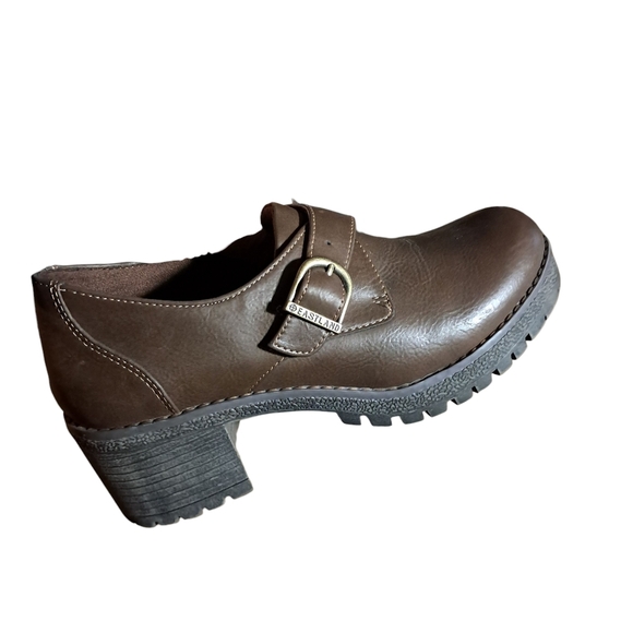 Vintage Y2K Eastland Loafers | Size 8.5 | Chunky Heel Brown Buckle Slip-Ons NWOT - Picture 1 of 7